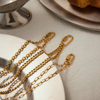 18K Gold Carabiner Paperclip Cuban Link Cable Chain Charm Necklace