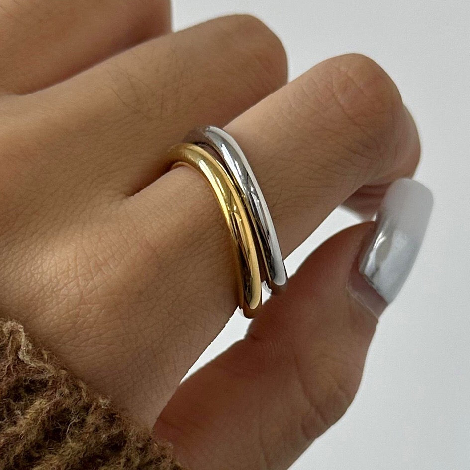 18K Gold and Silver Clean Lines Chic Stacking Rings