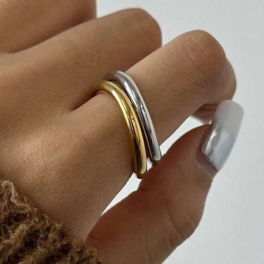 18K Gold and Silver Clean Lines Chic Stacking Rings