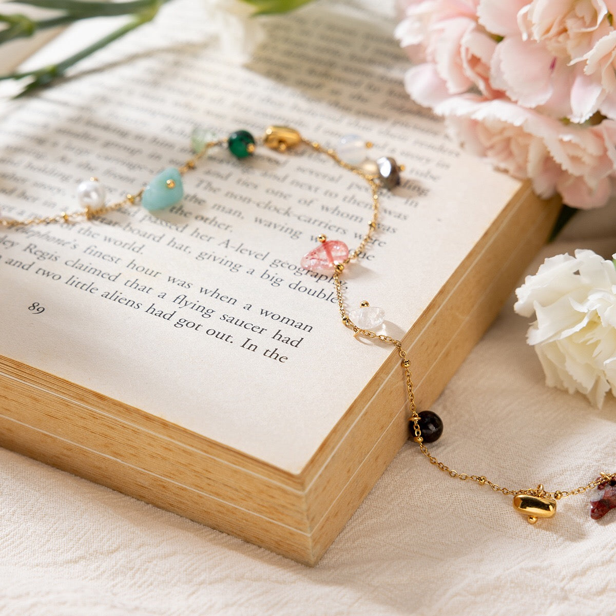 18K Gold Sunkissed Memory Color Beads Chain Bracelet