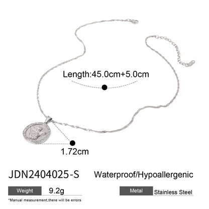18K Gold Cupid Coin Pendant CZ Necklace