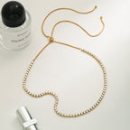 18K Gold Extra Bling CZ Tennis Chain Adjustable Choker Necklace