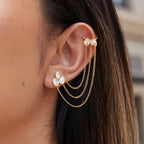 18K Gold Cascade Chain Ear Cuff