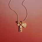 18K Gold Love in Bloom Pink Heart Flower Pendant Charm Necklace