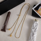18K Gold Allure Teardrop Adjustable Lariat Chain Necklace