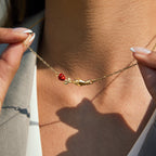18K Gold Confession Red Rose Pendant Necklace
