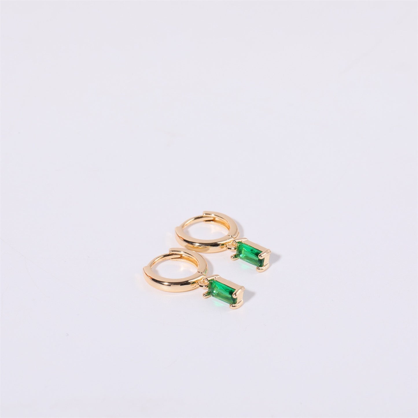 14K Gold Minimalist Birthstone Huggie Earrings