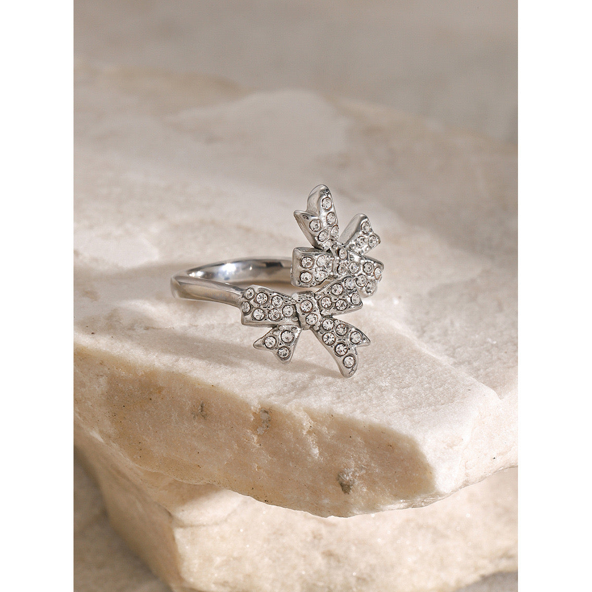 18K Gold Bejeweled Coquette Bow Ring