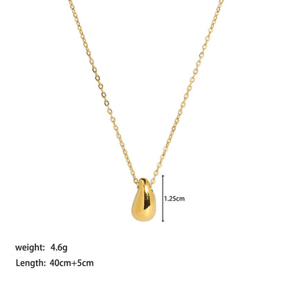 18K Gold Minimalist Teardrop Pendant Dainty Necklace