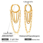 18K Gold Chic Chain Small Hoop Dangle Huggie Earrings