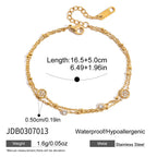 18K Gold Moonkiss Double Chain Heart Dainty Bracelet Stacks