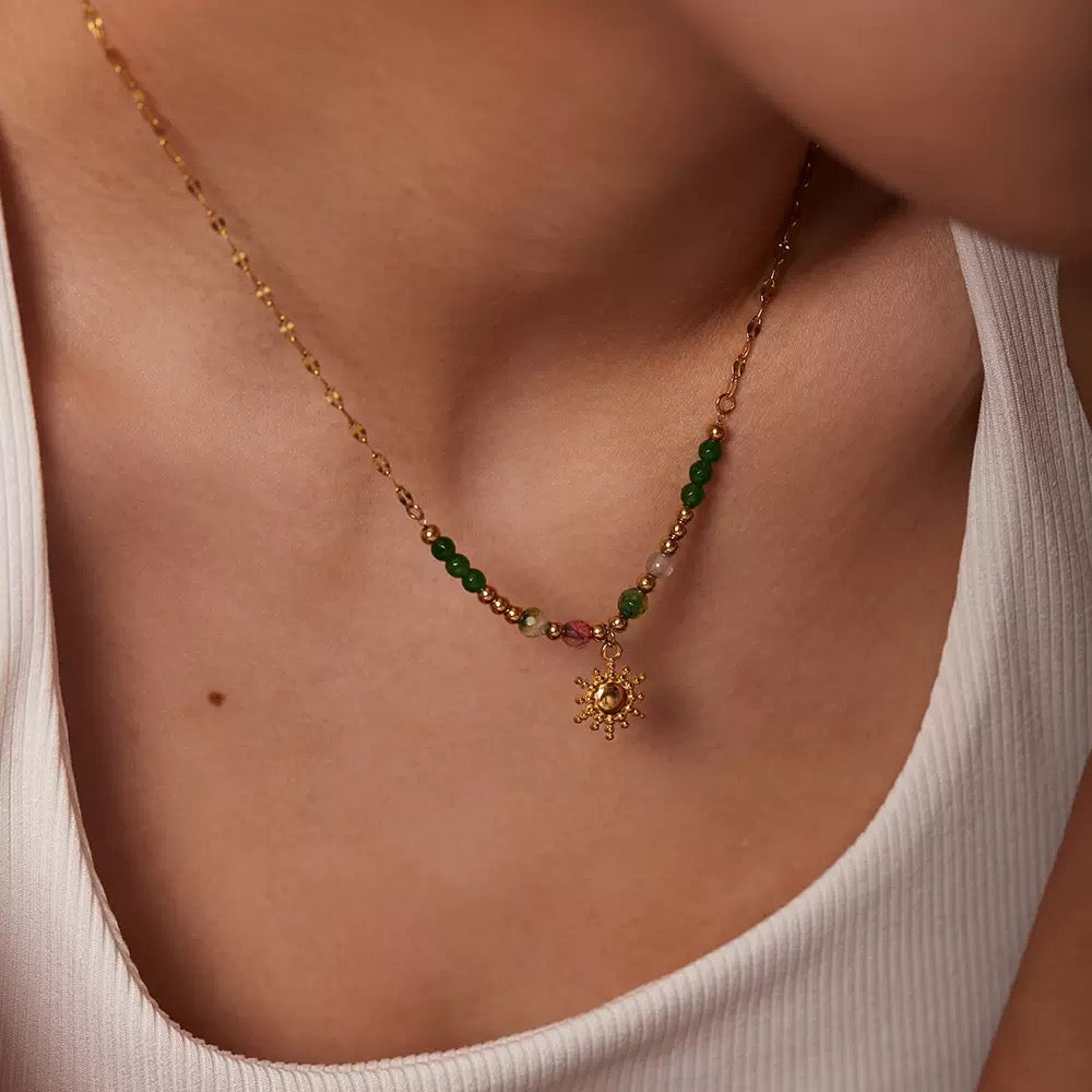 18K Gold Sun Spirit Beaded Necklace