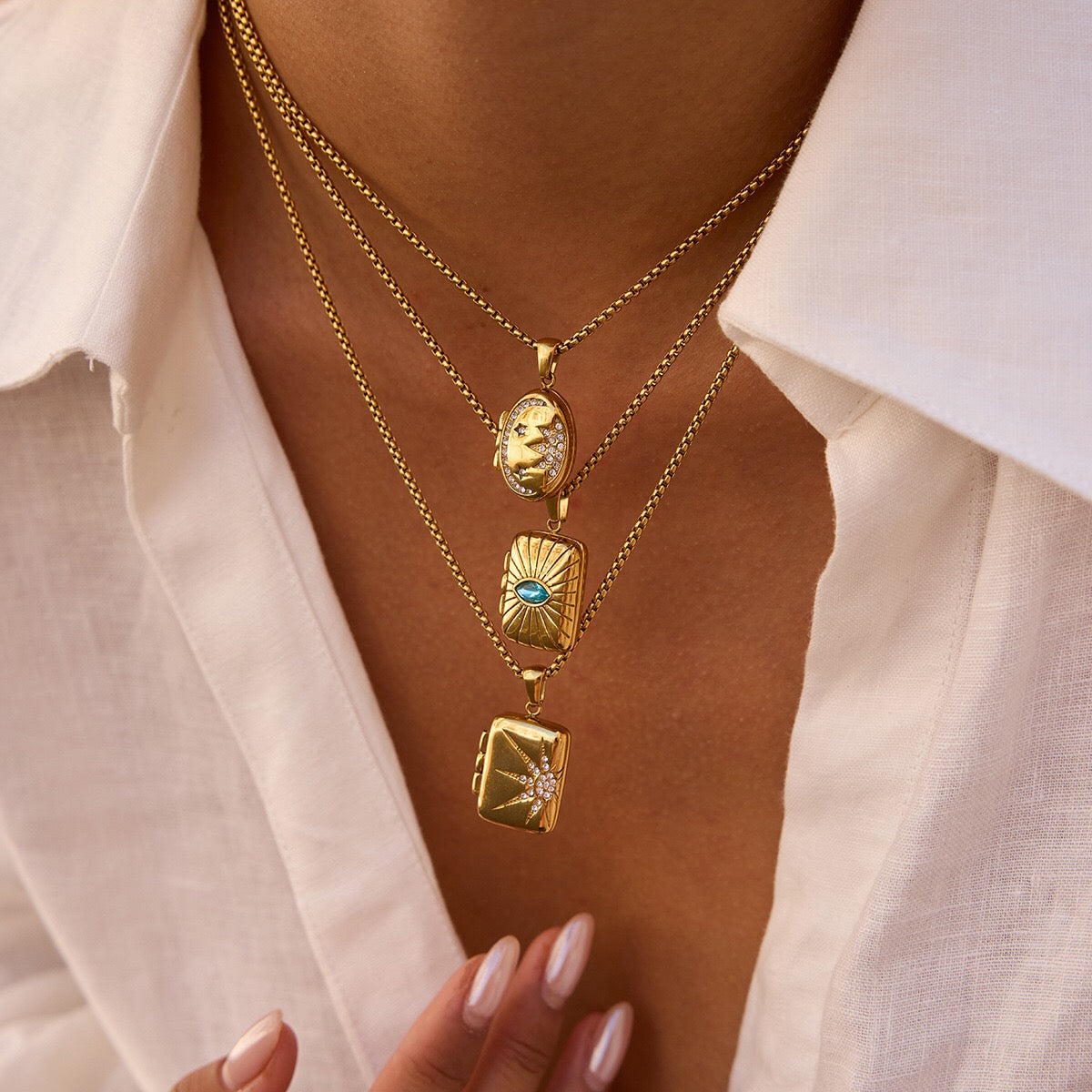 18K Gold Keepsake Heart Book Locket Pendant Box Chain Necklace