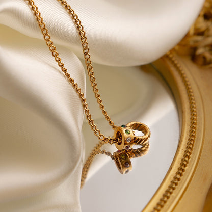 18K Gold Quiet Joy Dainty Ring Pendant Necklace