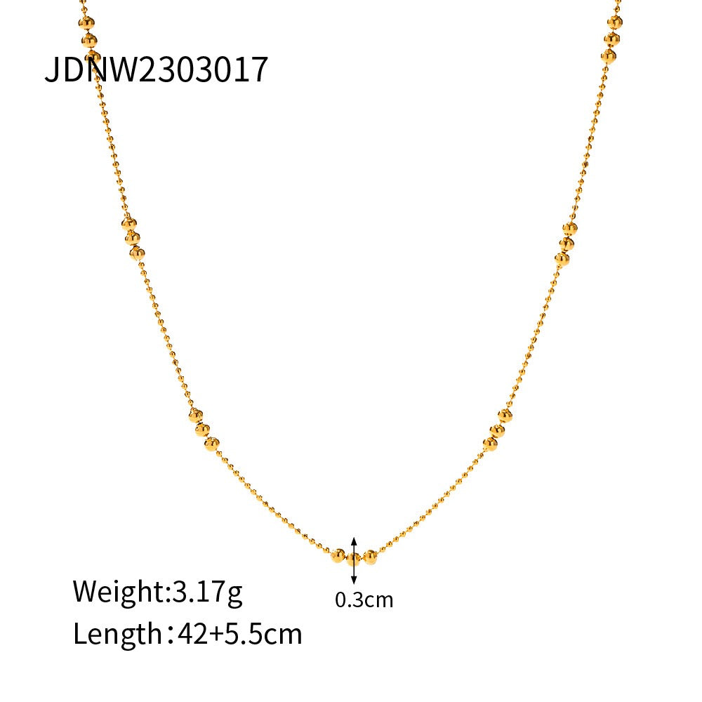 18K Gold Unique Beaded Chain Necklace