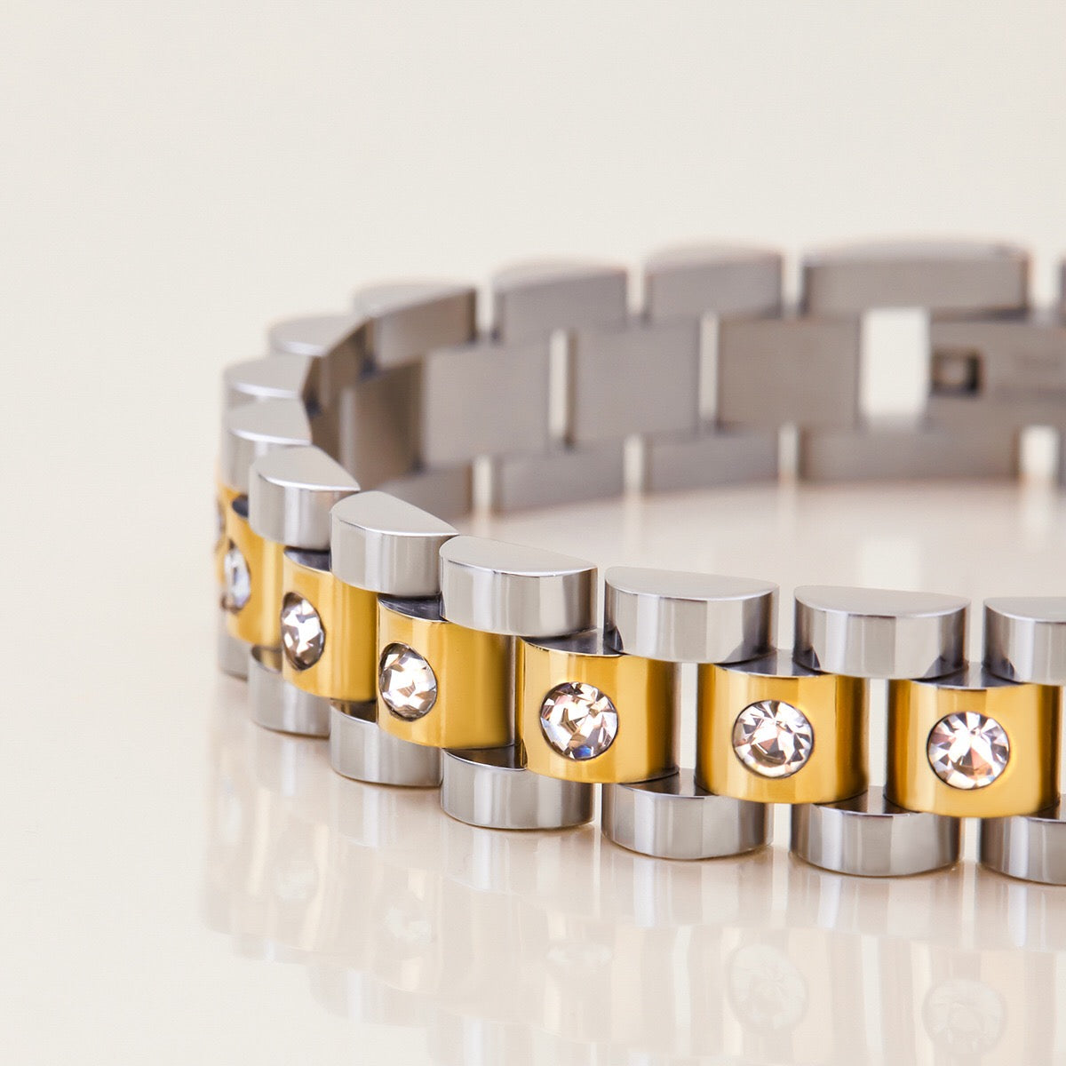 18K Gold Main Character Bling Watch Band Chain Bracelet