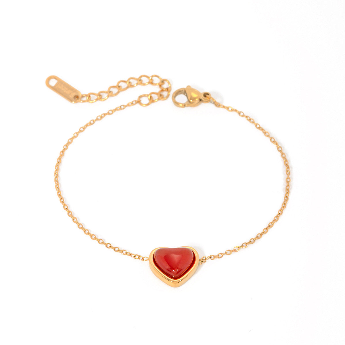 18K Gold Red Heart Bracelet