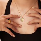 18K Gold Celestial Coin Pendant Necklace