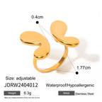 18K Gold Puffy Butterfly Wings Statement Cuff Ring