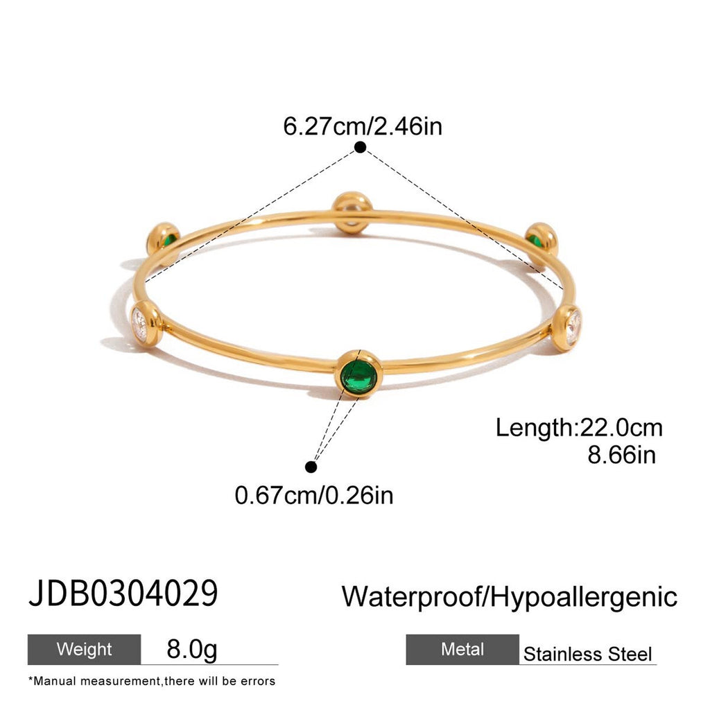 18K Gold Tiny Treasure Statement Slim Bangle Bracelet