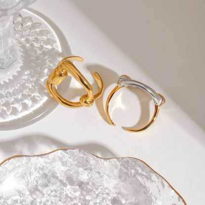 18K Gold and Silver Two Tone Geometric Statement Ring