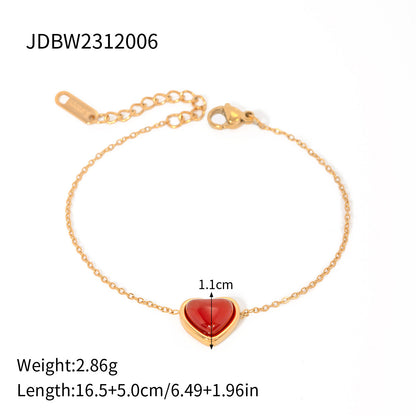 18K Gold Red Heart Bracelet