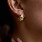 18K Gold Bling Coffee Bean Statement Stud Earrings