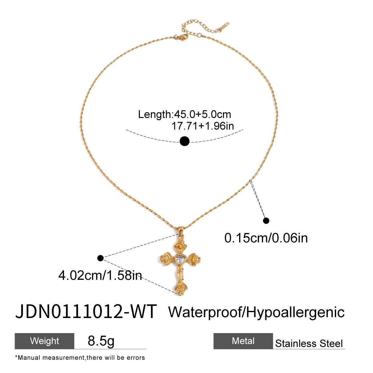 18K Gold Gemstone Cross Pendant Necklace