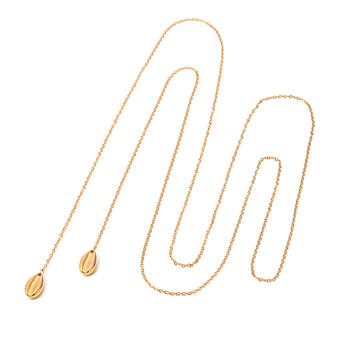 18K Gold Dainty Seashell Wrap Around Chain Necklace