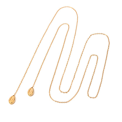 18K Gold Dainty Seashell Wrap Around Chain Necklace