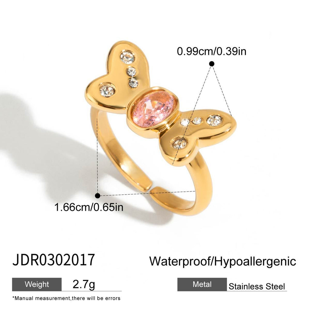 18K Gold Pink Princess Statement Stacking Rings