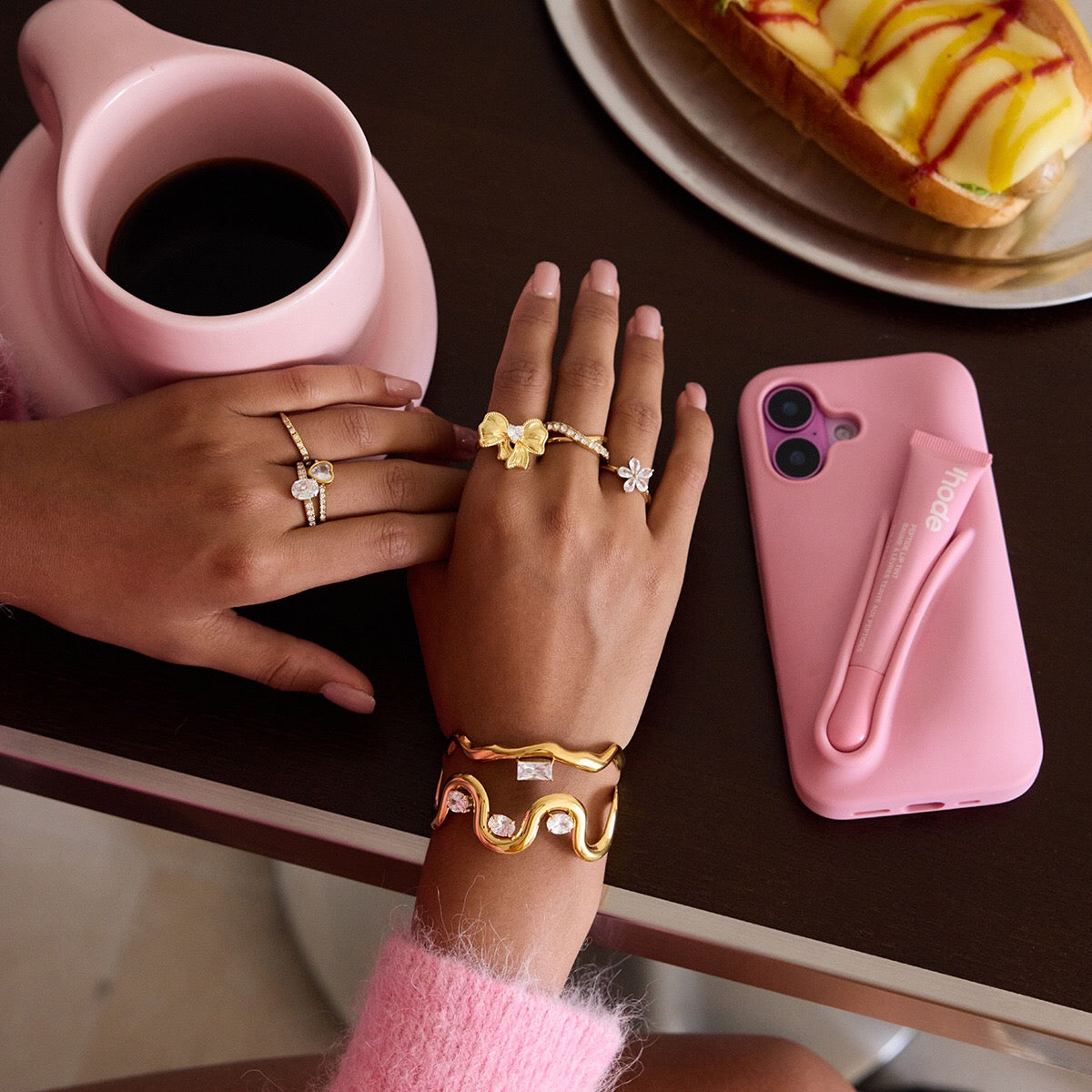 18K Gold Ribboned Elegance Bow Heart Statement Ring