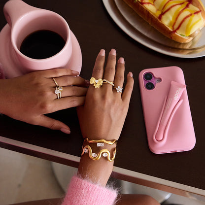 18K Gold Ribboned Elegance Bow Heart Statement Ring