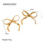 18K Gold Bow Dangle Earrings