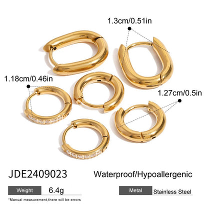 18K Gold Classic Small Hoop Huggie Earrings Set