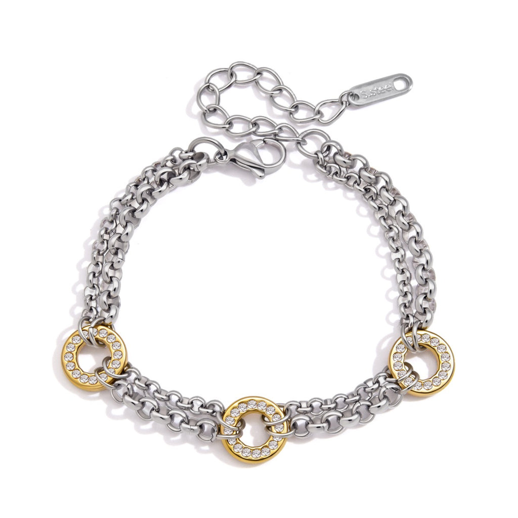 18K Gold and Silver Off Duty Two Tone Chain Bracelet