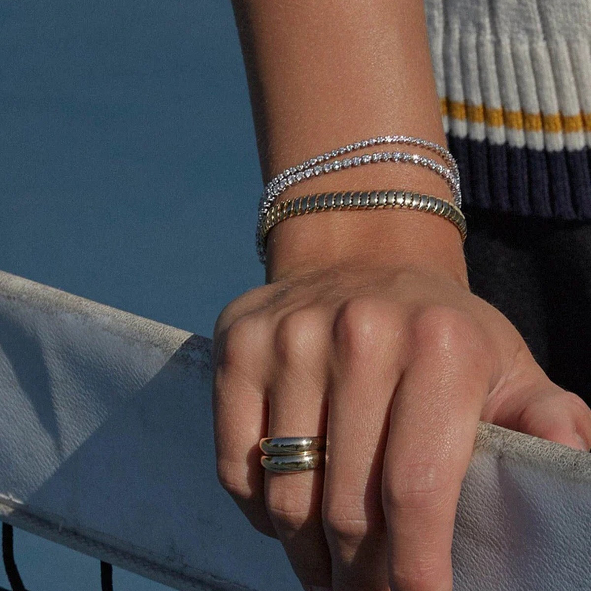 18K Gold Luxe Shine Dainty Tennis Chain Bracelet