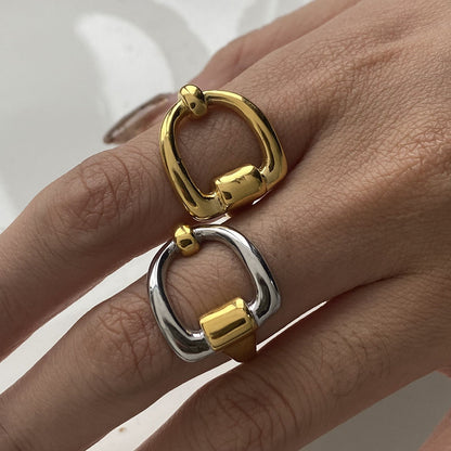 18K Gold and Silver Two Tone Geometric Statement Ring