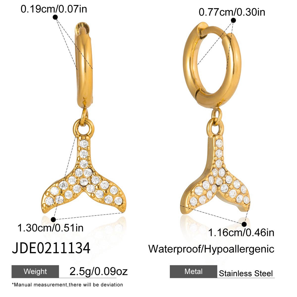 18K Gold Ocean Sparkle Seashell Palm Tree Small Hoop Huggie Earrings with Charm