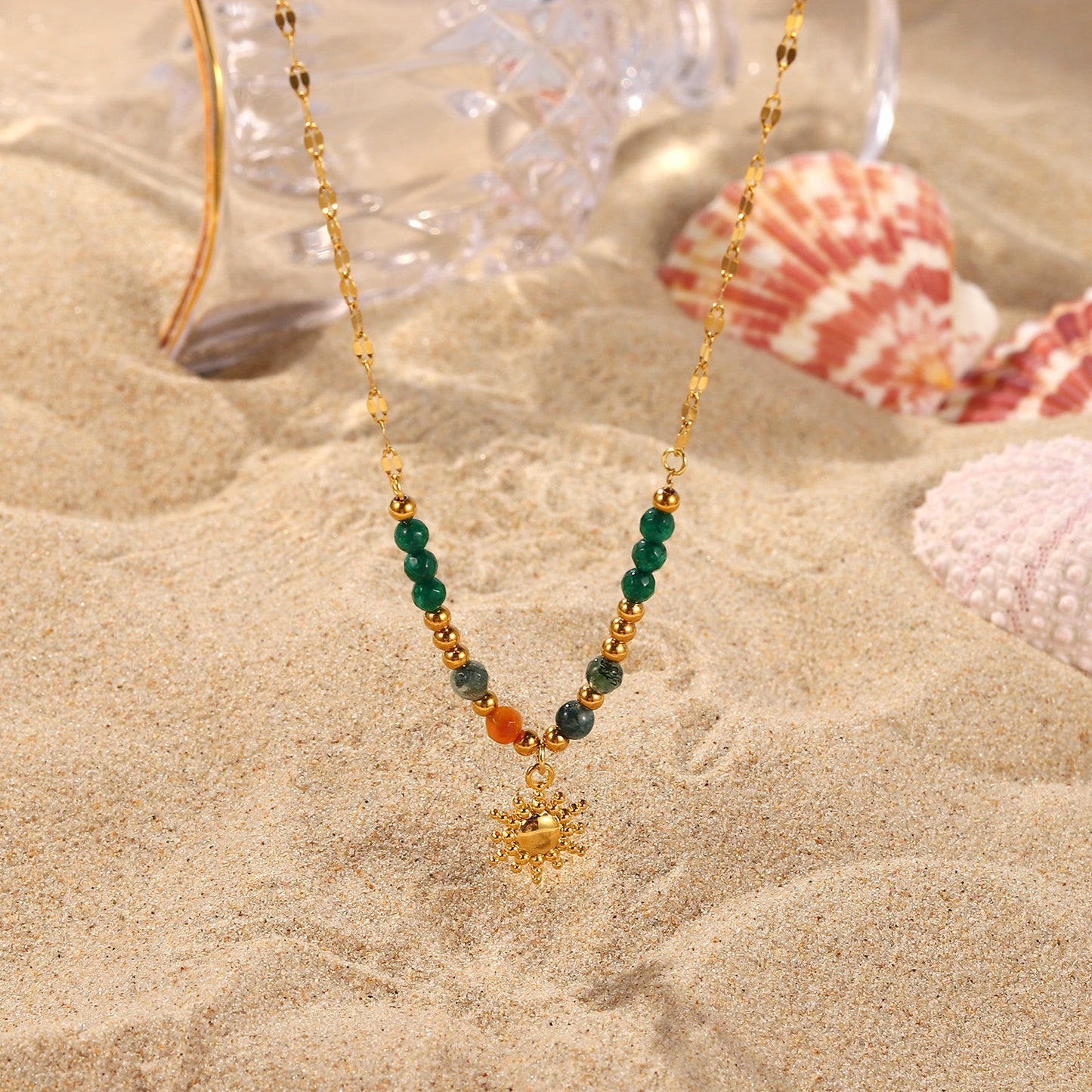 18K Gold Sun Spirit Beaded Necklace