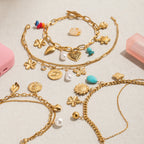 18K Gold Summer Fling Turquoise Chunky Charm Bracelet