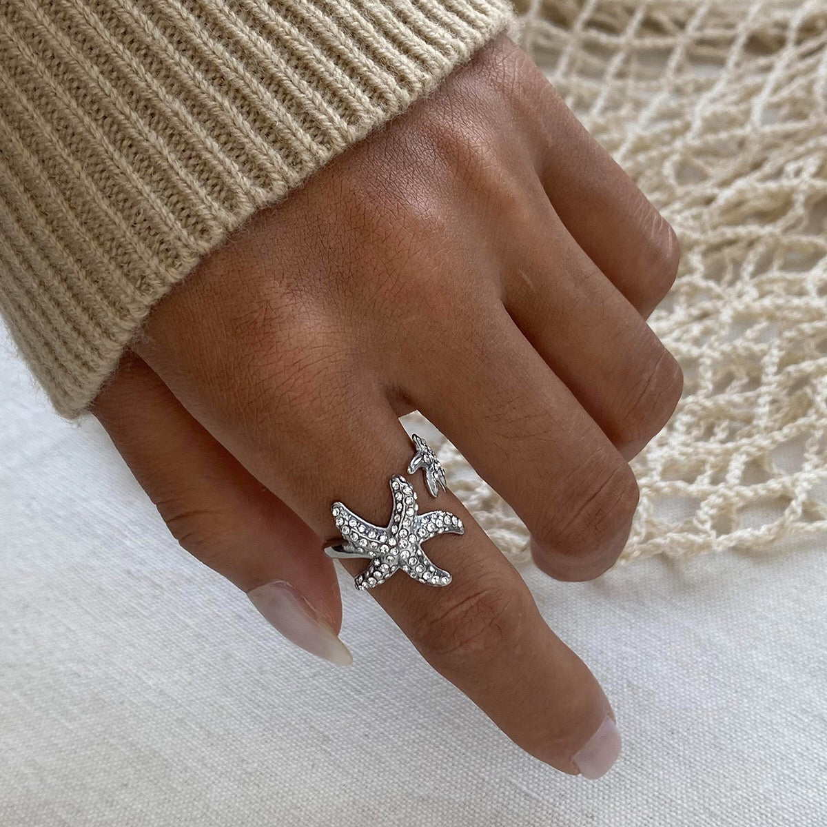 18K Gold Bling Starfish Statement Ring