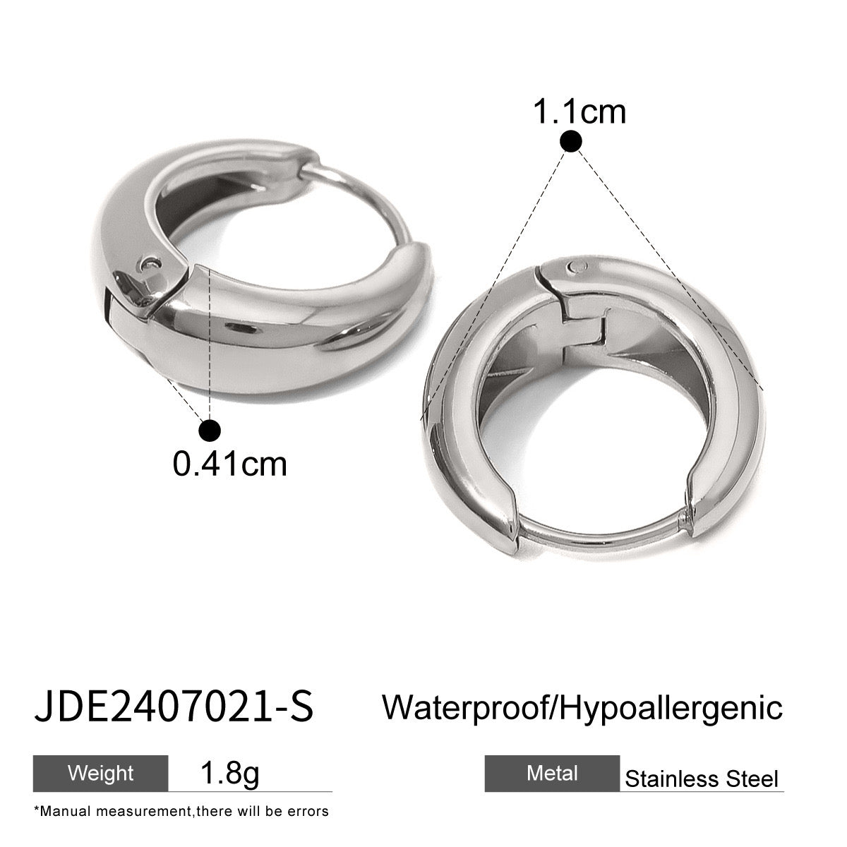 18K Gold Classic Dome Small Hoop Huggie Earrings