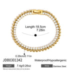 18K Gold The Pairing Simple Tennis Beaded Double Chain Dainty Bracelet Stacks