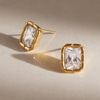 18K Gold The Heiress Radiant Bezel Stud Earrings