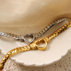 14K Gold Cuban Link Heart Necklace