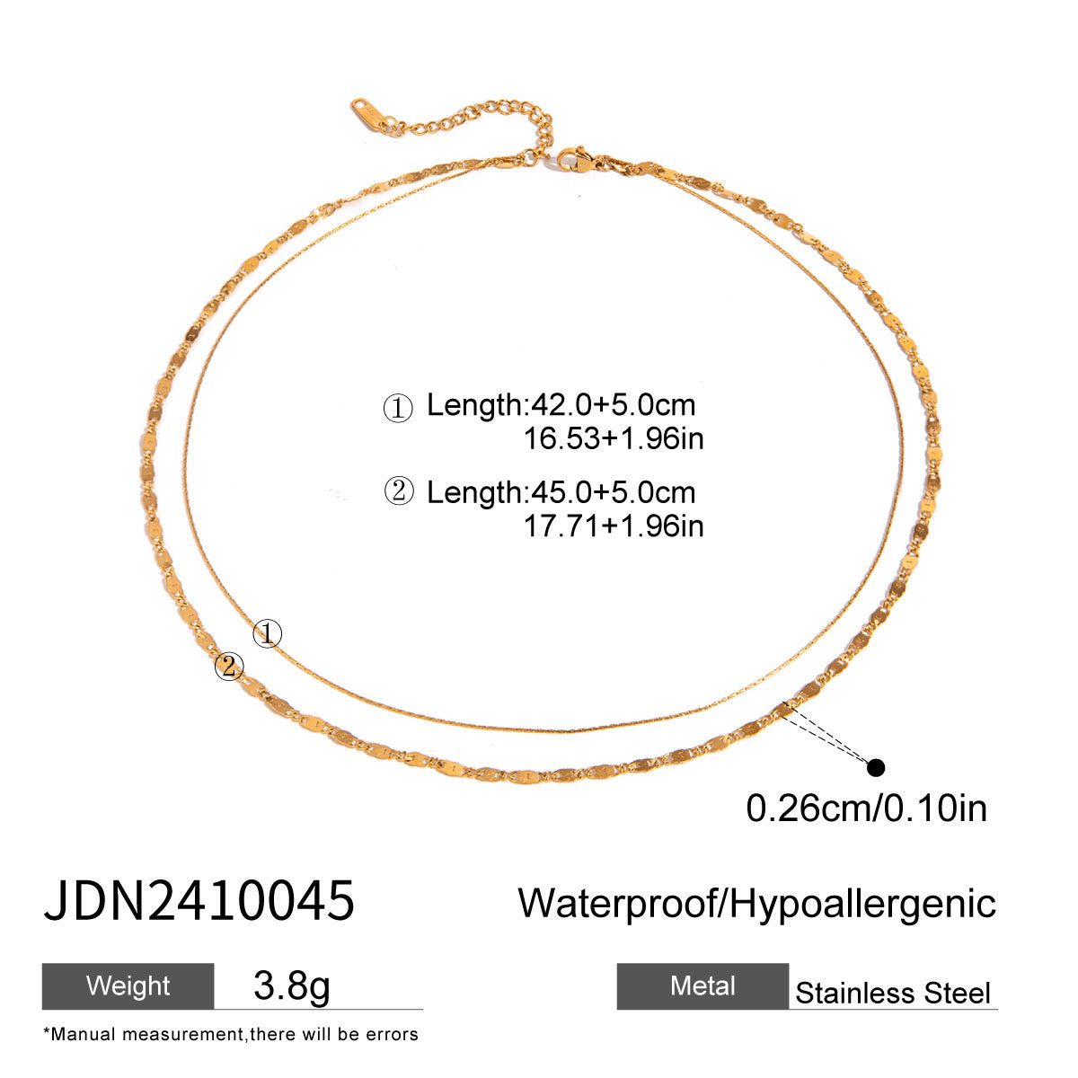 18K Gold Starry Hearts Double Chain Layered Necklace Set