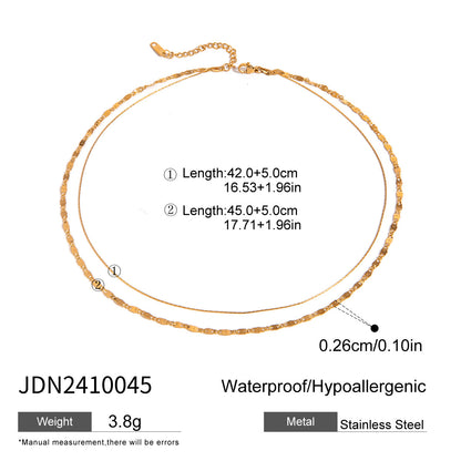 18K Gold Starry Hearts Double Chain Layered Necklace Set