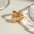 18K Gold Eternal Spark Statement CZ Cuff Ring