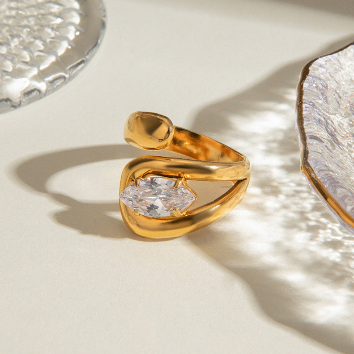 18K Gold Eternal Spark Statement CZ Cuff Ring